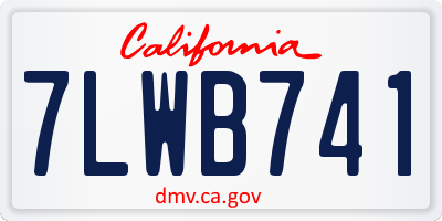 CA license plate 7LWB741
