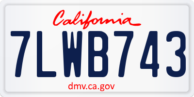 CA license plate 7LWB743