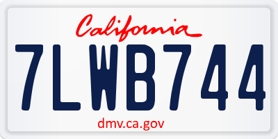 CA license plate 7LWB744