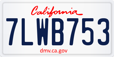 CA license plate 7LWB753