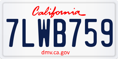 CA license plate 7LWB759
