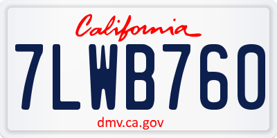 CA license plate 7LWB760