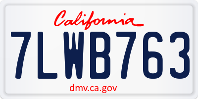 CA license plate 7LWB763