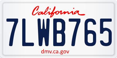 CA license plate 7LWB765
