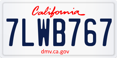 CA license plate 7LWB767