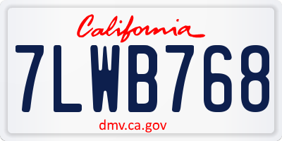 CA license plate 7LWB768
