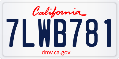 CA license plate 7LWB781