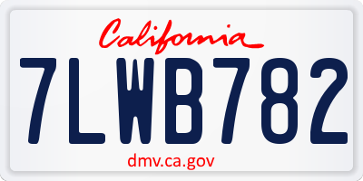 CA license plate 7LWB782