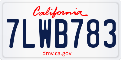 CA license plate 7LWB783