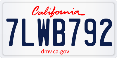 CA license plate 7LWB792