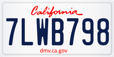 CA license plate 7LWB798