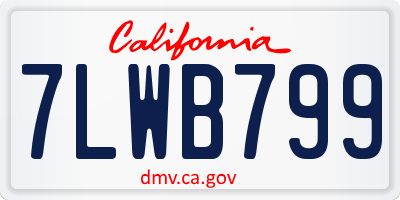 CA license plate 7LWB799