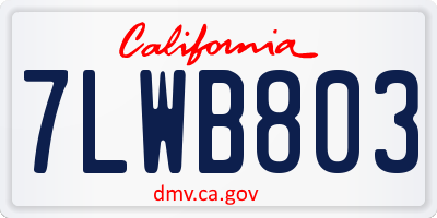 CA license plate 7LWB803
