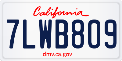 CA license plate 7LWB809