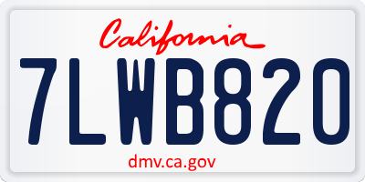 CA license plate 7LWB820