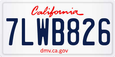 CA license plate 7LWB826