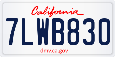 CA license plate 7LWB830