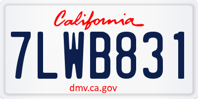 CA license plate 7LWB831