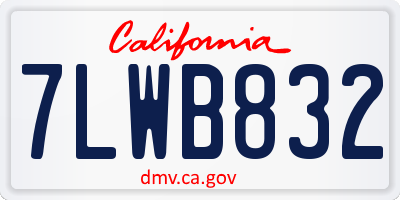 CA license plate 7LWB832