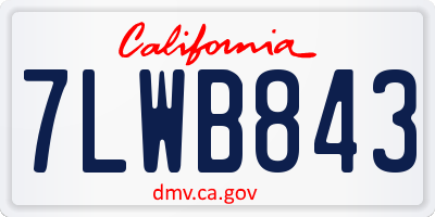 CA license plate 7LWB843