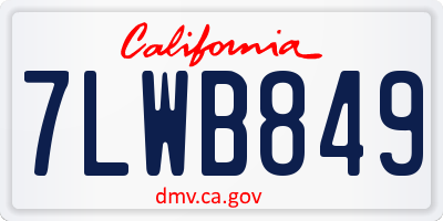 CA license plate 7LWB849