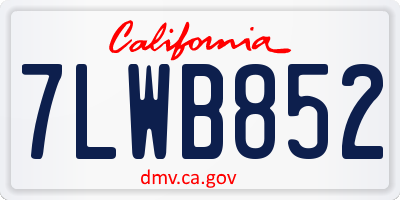 CA license plate 7LWB852