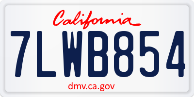 CA license plate 7LWB854