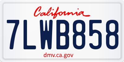 CA license plate 7LWB858