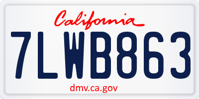 CA license plate 7LWB863