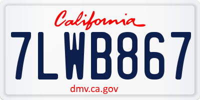 CA license plate 7LWB867