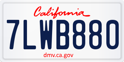 CA license plate 7LWB880