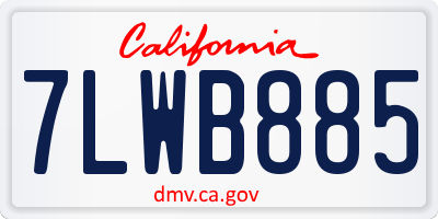 CA license plate 7LWB885