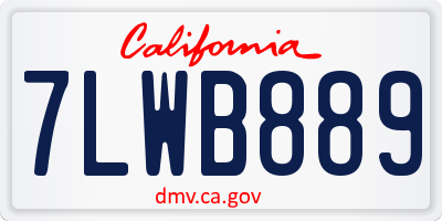 CA license plate 7LWB889