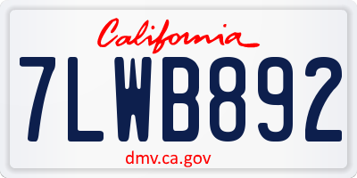 CA license plate 7LWB892