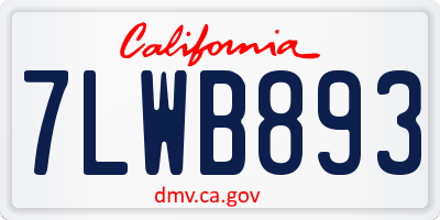 CA license plate 7LWB893