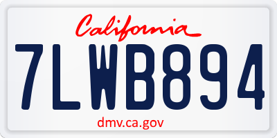 CA license plate 7LWB894