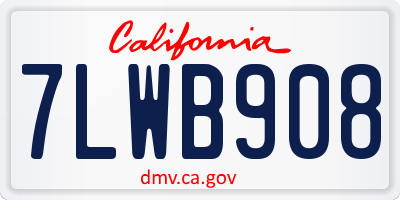 CA license plate 7LWB908