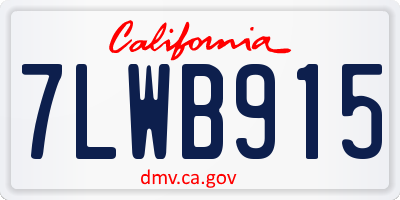 CA license plate 7LWB915