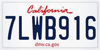 CA license plate 7LWB916