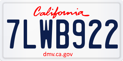 CA license plate 7LWB922