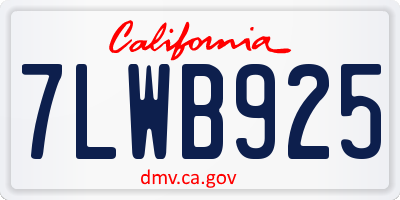CA license plate 7LWB925