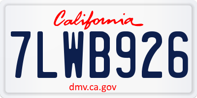 CA license plate 7LWB926