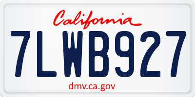 CA license plate 7LWB927