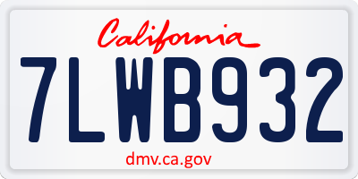 CA license plate 7LWB932