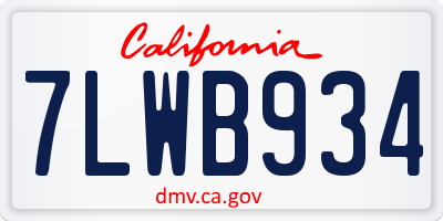 CA license plate 7LWB934