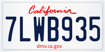 CA license plate 7LWB935
