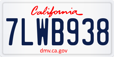 CA license plate 7LWB938