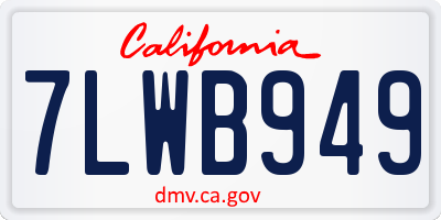 CA license plate 7LWB949