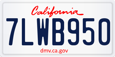 CA license plate 7LWB950