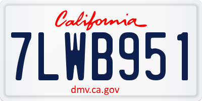 CA license plate 7LWB951